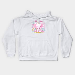 Cute Pink Elephant Kids Hoodie